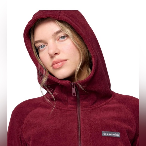 Columbia Women's Burgundy Zip Up Hooded Fleece Jacket NWT - Picture 6 of 6